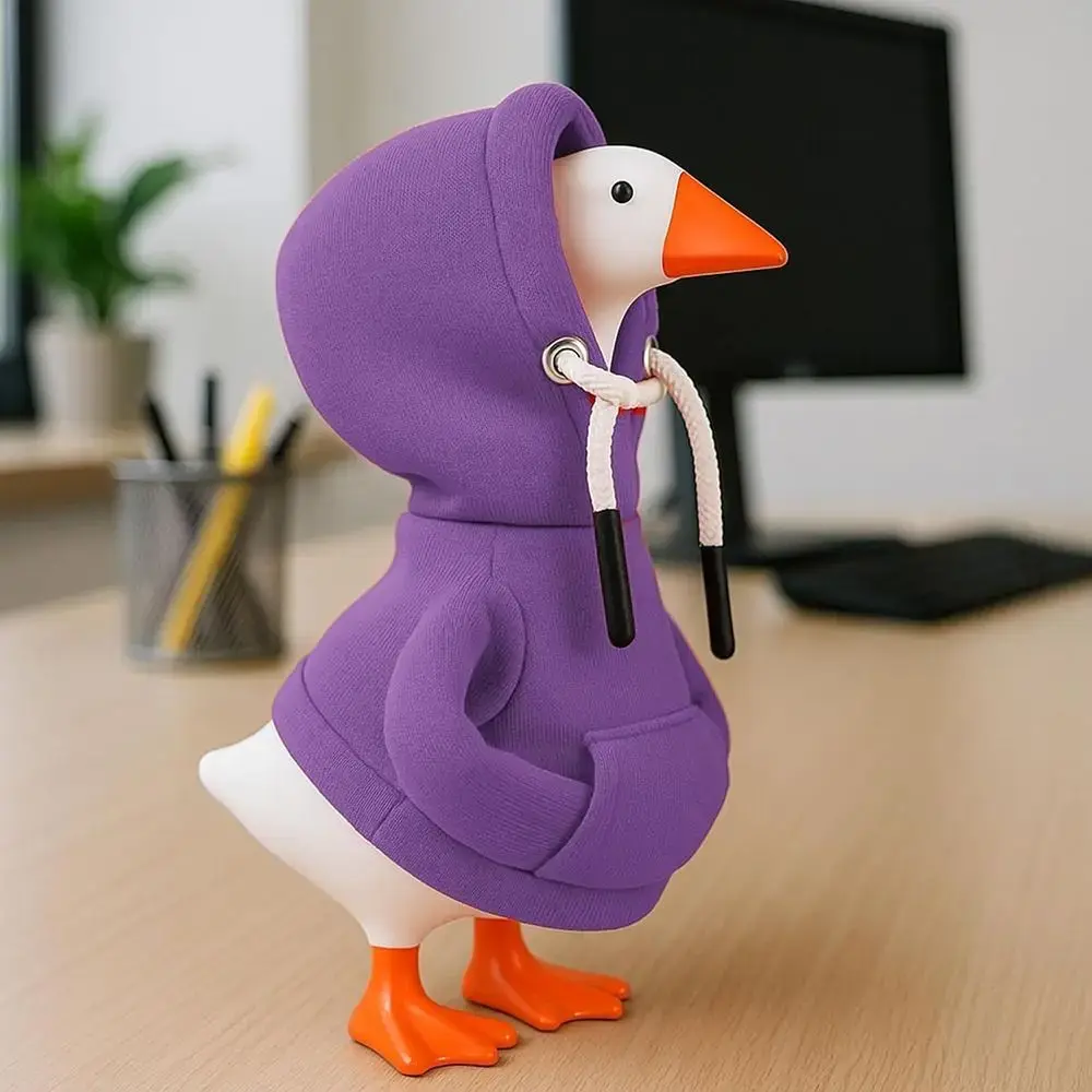 Funny 5 Inch Goose Outfits Red Hoodies Soft Solid Color Desk Goose Outfits Clothes Mini Porch Goose Hoodies for Decoration