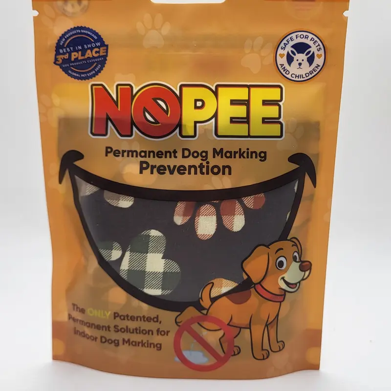 NOPEE Dog Marking Solution - Double Layer Fabric Bag, Brown with Paws, Lasts 3 to 6 Months, Prevents Dog Marking, Includes 1 Bag