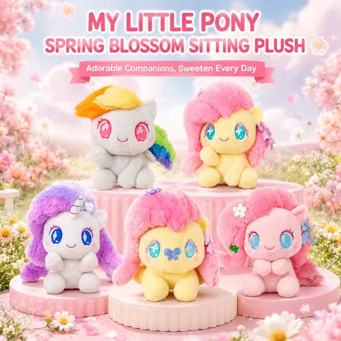 My Little Pony Series Spring Floral Lying Polyester Plush Doll - Unisex Stuffedanimals, Soft Adorable Stuffed Plushies, Cute Collectible, Cuddly Doll Gift for Kids, Room Decor Toy