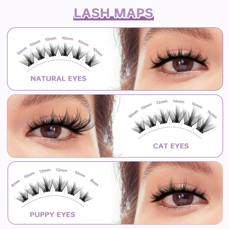 JOLIETIFY Lash Extension Kit, Princess,Manga Style, Holo Luxe Edition, Faux Mink 8–16mm Cluster Lashes, Lightweight Spiky Look, Individual Lashes with Waterproof Bond & Seal, Tweezers & Remover, Easy DIY