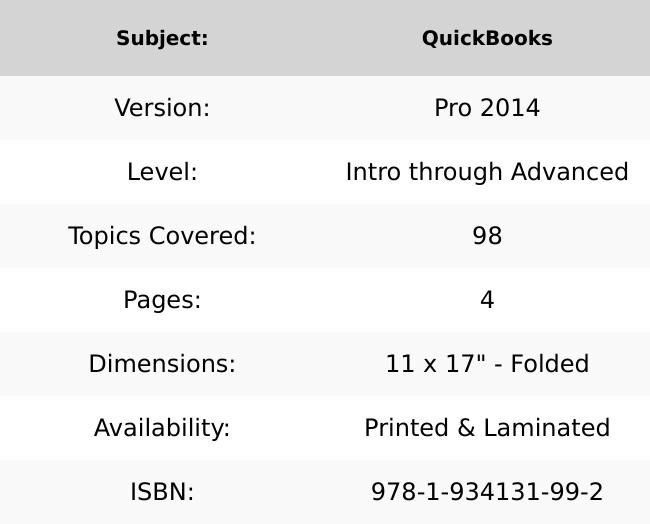 QuickBooks Pro 2014 Quick Reference Guide