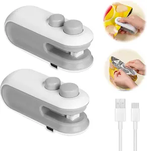 Mini Bag Sealer, 2 in 1 Chip Bag Sealer and Cutter, USB Rechargeable Vacuum Food Sealer Bag, Portable Handheld Snack Bag Sealing Machine Mini Resealer for Plastic Bags