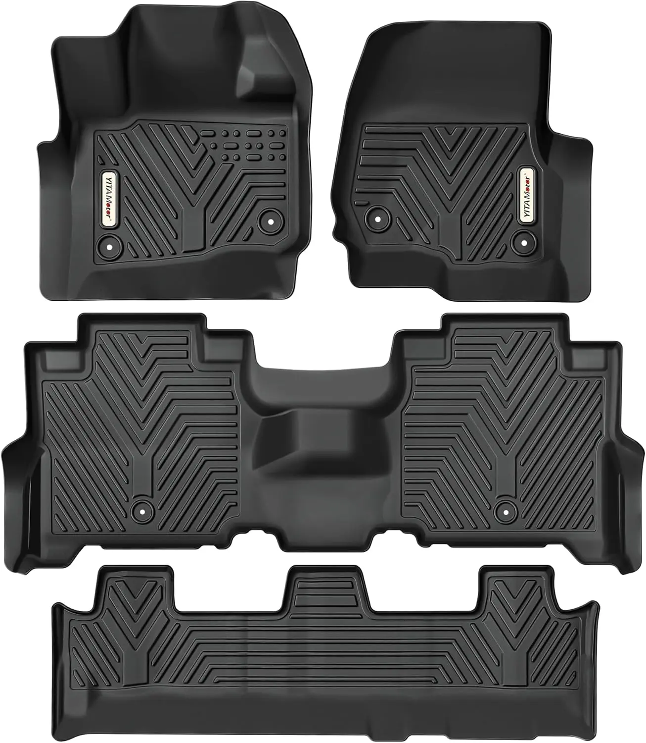 【fathersdaygift】TPE Floor MatsFit for 2018-2025 Ford Expedition/Expedition Max (Only for 8 Passenger) with 2nd Row Bench Seat, All-Weather Custom Front 1st & 2nd 3rd Black Floor Liner Set