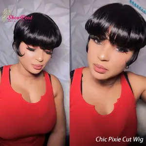 ShowReal Glueless Black Short Pixie Bowl Cut Wig for Women Natural Look Easy Wear Pixie Cut Wig for Beginner Friendly Everyday Use