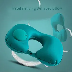 Travel Neck Pillow, Inflatable Airplane Pillow, U-Shaped Cervical Support Pillow, Portable Foldable Outdoor Pillow, Manual Inflation
