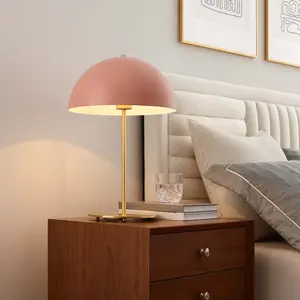 Modway Ideal Metal Table Lamp in Pink Satin Brass