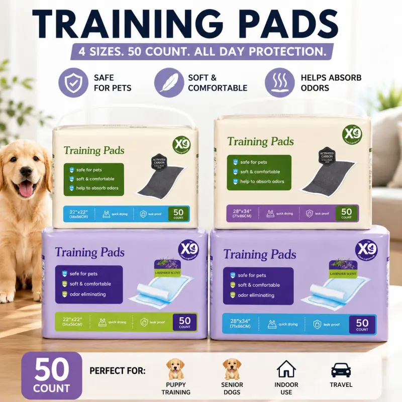 X9 bamboo charcoal pad and lavender dog urine pad-leak-proof, quick-drying toilet training pad for puppies and elderly dogs (22 "x22", 28 "x34")