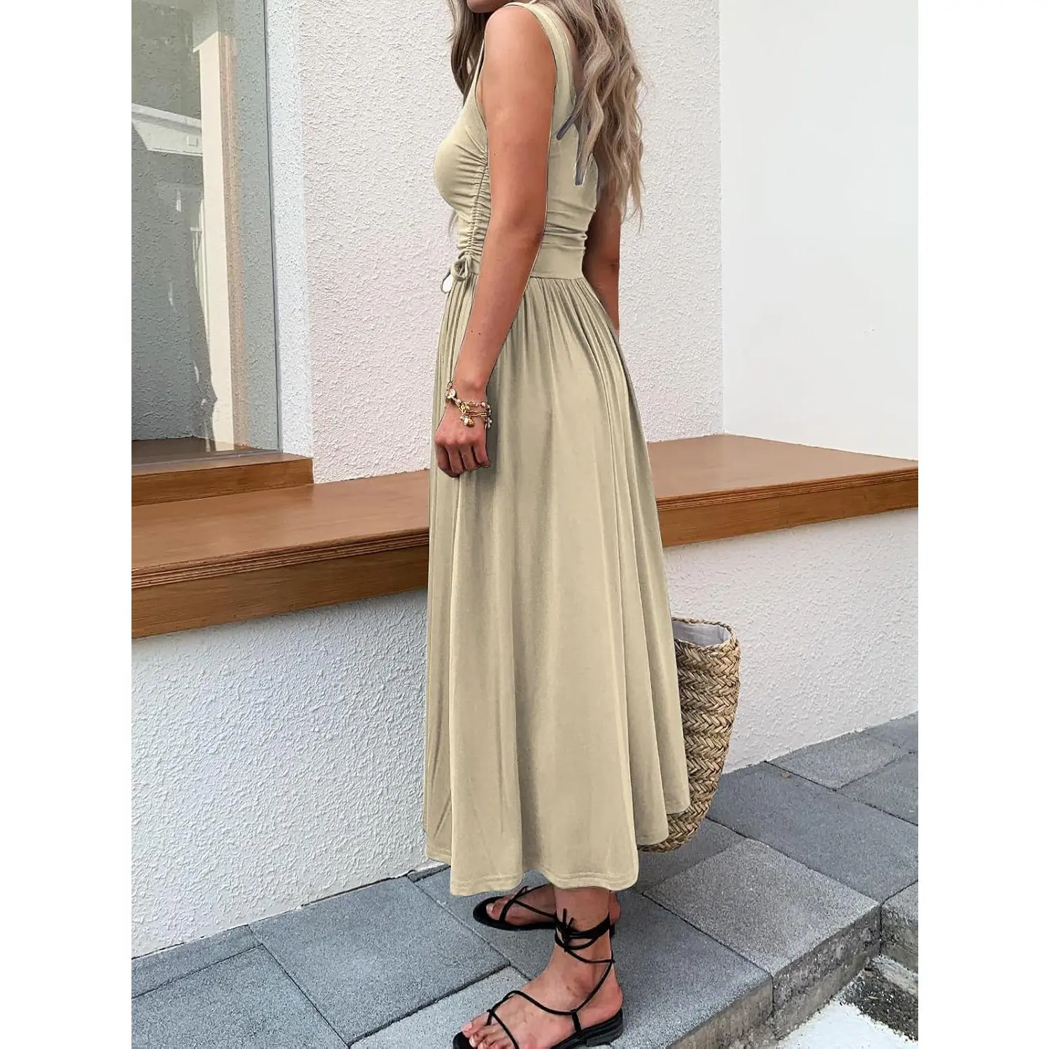 Women's Boho Summer Maxi Dress with Pockets, Adjustable Waist, Sleeveless Casual Ruched Sundress for Beach Vacation - TikTok Shop Women's Boho Summer Maxi Dress with Pockets, Adjustable Waist, Sleeveless Casual Ruched Sundress for Beach Vacation - TikTok Shop