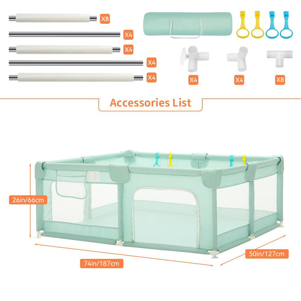 Baby Playpen, Play Pens for Kids Activity Center, Foldable Large Baby Playard for Indoor and outdoor, with Pull Ring Child Safety Barrier Fence Ball Box Game Playpen, Gift