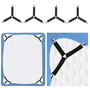 4 Pack Bed Sheet Holder Straps Adjustable Fitted Sheet Clips & Corner Grippers
