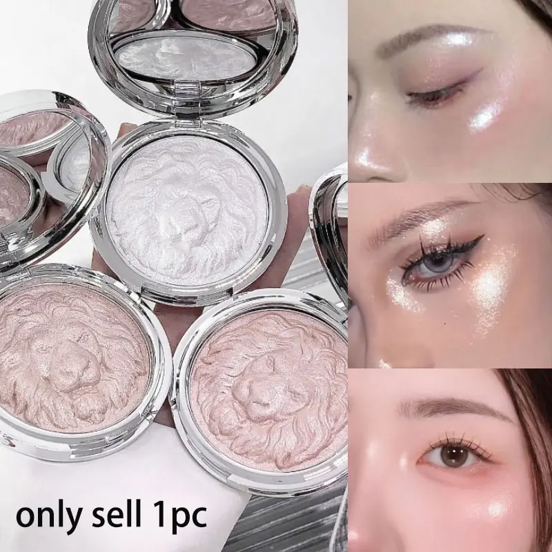 Kakashow Lion Series Highlighter Powder, Beauty Highlighters, Glowy Highlighter, Potato Mud Glitter, Transparent & Smooth, Pearl Finish, Radiance, Affordable Multi-Use Makeup Palette