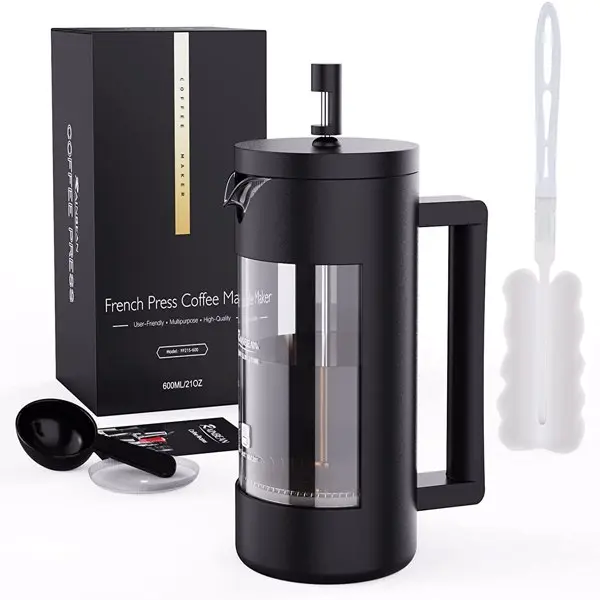 Mini Glass French Press Coffee Maker - 350LM, 600ML, Lightweight, Plastic Filter, Secure Cover, Tea Compatible, Thanksgiving Gift Idea, Valentine's Day Gift Idea, Three-Layer Filter