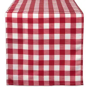 Design Imports 14" x 108" Red Check Outdoor Table Runner