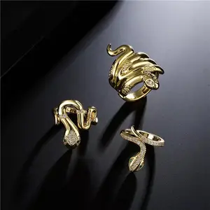 Snake Rings - Elegant Snake Design with Gold Finish and Unique Snake Scales Detail