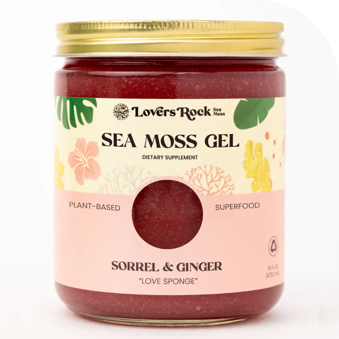 Jamaican Sorrel & Ginger Sea Moss Gel - 100% Sugar Free, Plant-Based Superfood, Organic Hibiscus & Cinnamon, Fruity Blend for Juices & Smoothies