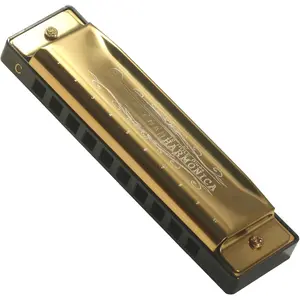 Golden Harmonica Key of C with Case, 10 Holes 20  Diatonic Harmonicas Mouth Organ, Blues Harmonica for Adults//Professional Players/Beginners,  Style Harmonica, as a