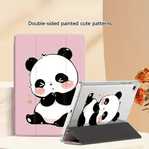 Double-Sided Printed Cute Bear TPU Tri-Fold iPad Case with Pencil Holder & Auto Sleep/Wake. Compatible with iPad 10th/11th Gen, A16, 10.2-Inch, 11-Inch Pro (2020/2021), Air, 2025, Galaxy Tab S9 FE+ 12.4-Inch series. Anti-Slip & Shockproof.