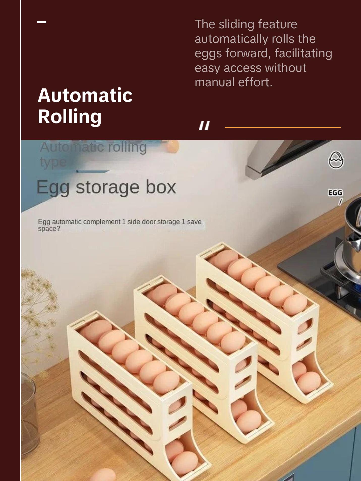 Sliding Egg Storage Container-Convenient Automatic Rolling Boxes Organiser