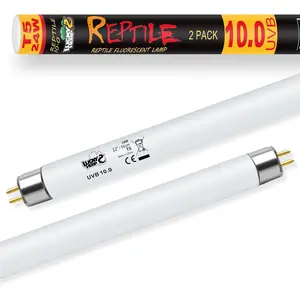 T5 UVB Reptile Light 2 Pack, 24W UVB 10.0 Reptile Light Bulb, UVA UVB Fluorescent Lamp Tube for Lizards, Turtles, Chameleons, Tortoises
