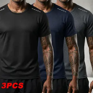 Men’s Quick-Dry Mesh Short-Sleeve Sports T-Shirt Pack of 3 — Breathable for Fitness, Summer Running, Training, and Casual Wear