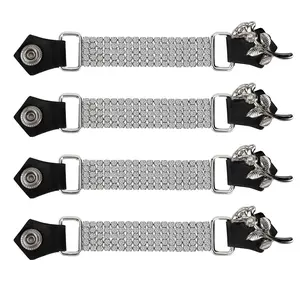 Dream Apparel 4pcs Per Set Black Rose Logo Head Faux Leather Motorcycle Vest Extender With Bling Bling Chains For Women/Men Bikers