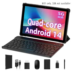 Android 14 Tablet 10.1" IPS HD, WiFi Only, Google GMS Certified, Netflix 1080P, 8000mAh Battery, with Keyboard Mouse Stylus Case