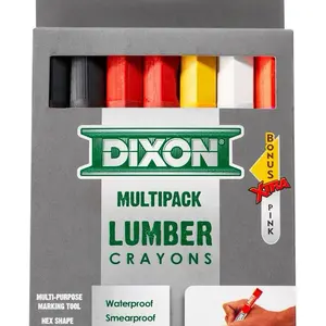 Dixon Industrial Lumber Crayons Multipack Waterproof Smearproof Hex Shape Bonus Pink Marker Tool
