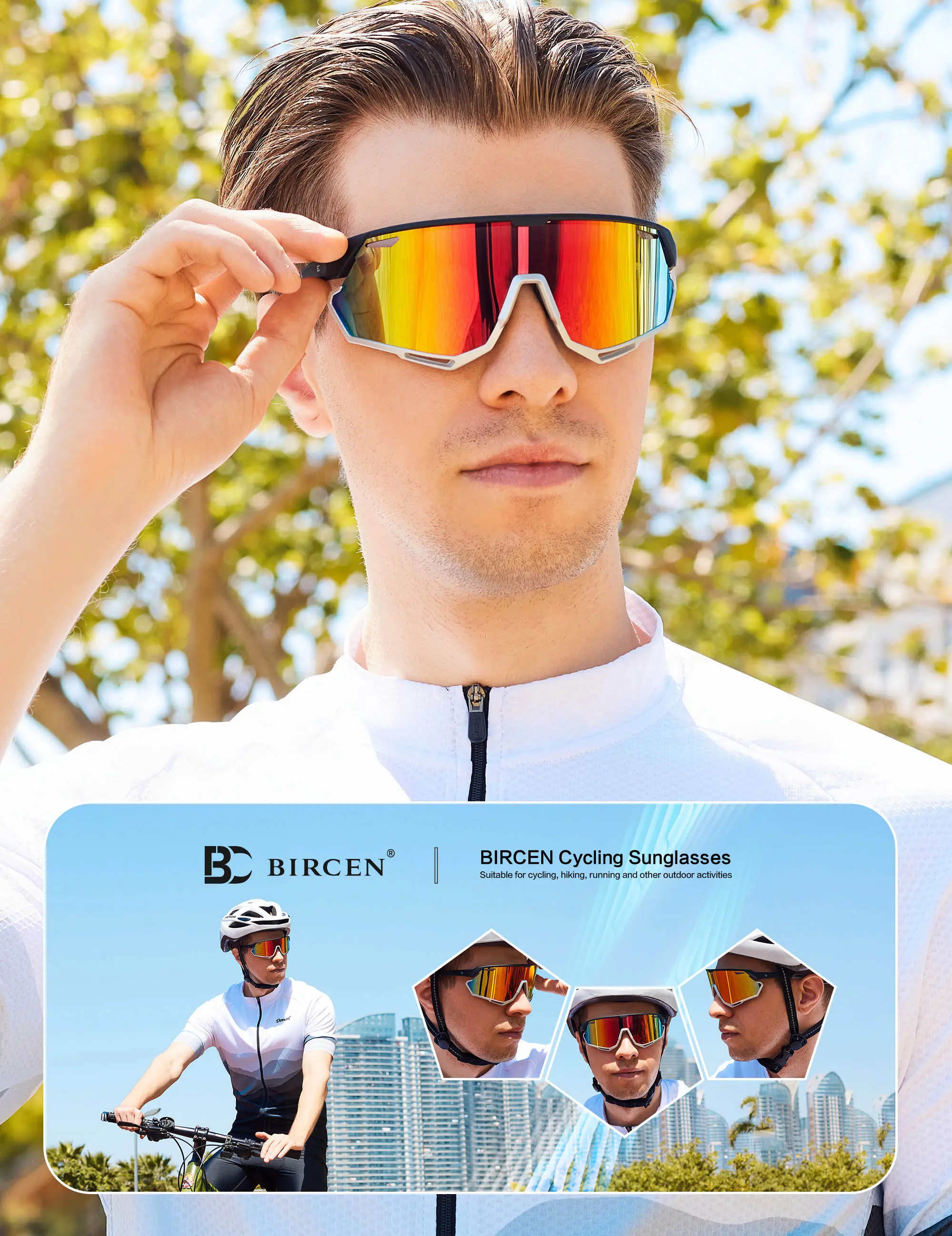 Baseball Sunglasses for Men Women - UV400 Protection Cycling Glasses Sports Sunglasses for Running MTB Golf Softball BC2114