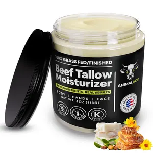 ANIMAL ACID - 100% Grass Fed Beef Tallow for Skin, Face & Body - Handmade Tallow Face Moisturizer with Organic Jojoba Oil & Honey - Pure Beef Whipped Tallow Cream - 4 FL. oz. Unscented