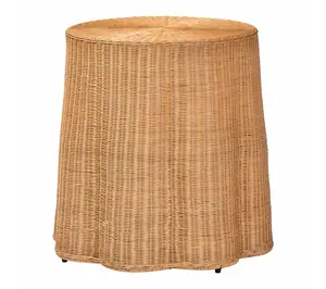 bali & pari Palm Honey Scallop Rattan Round Console Table