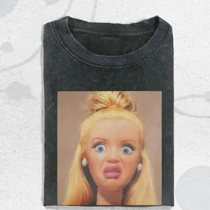 Vintage Shock Doll Shirt, Surreal Doll Face Tee, Ironic Statement Shirt, Meme Shirt For Women S4Q51