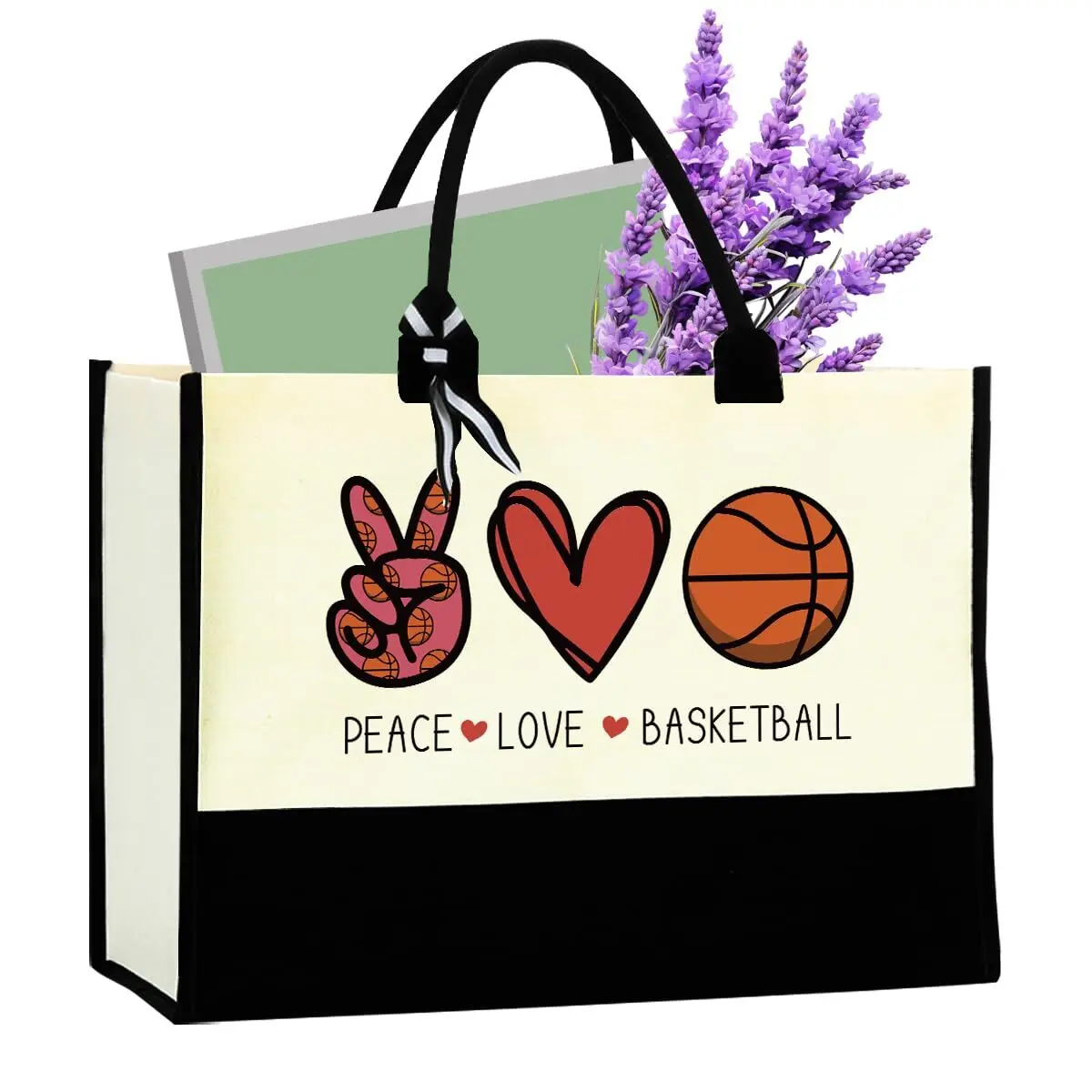 Hoops Love Canvas Tote - Basketball Theme Gifts