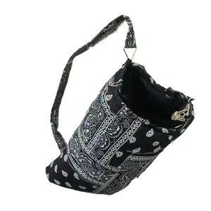 Paisley Bandana Bong Bag - Stylish Black Paisley Design with 15" Zipper for Daily Use