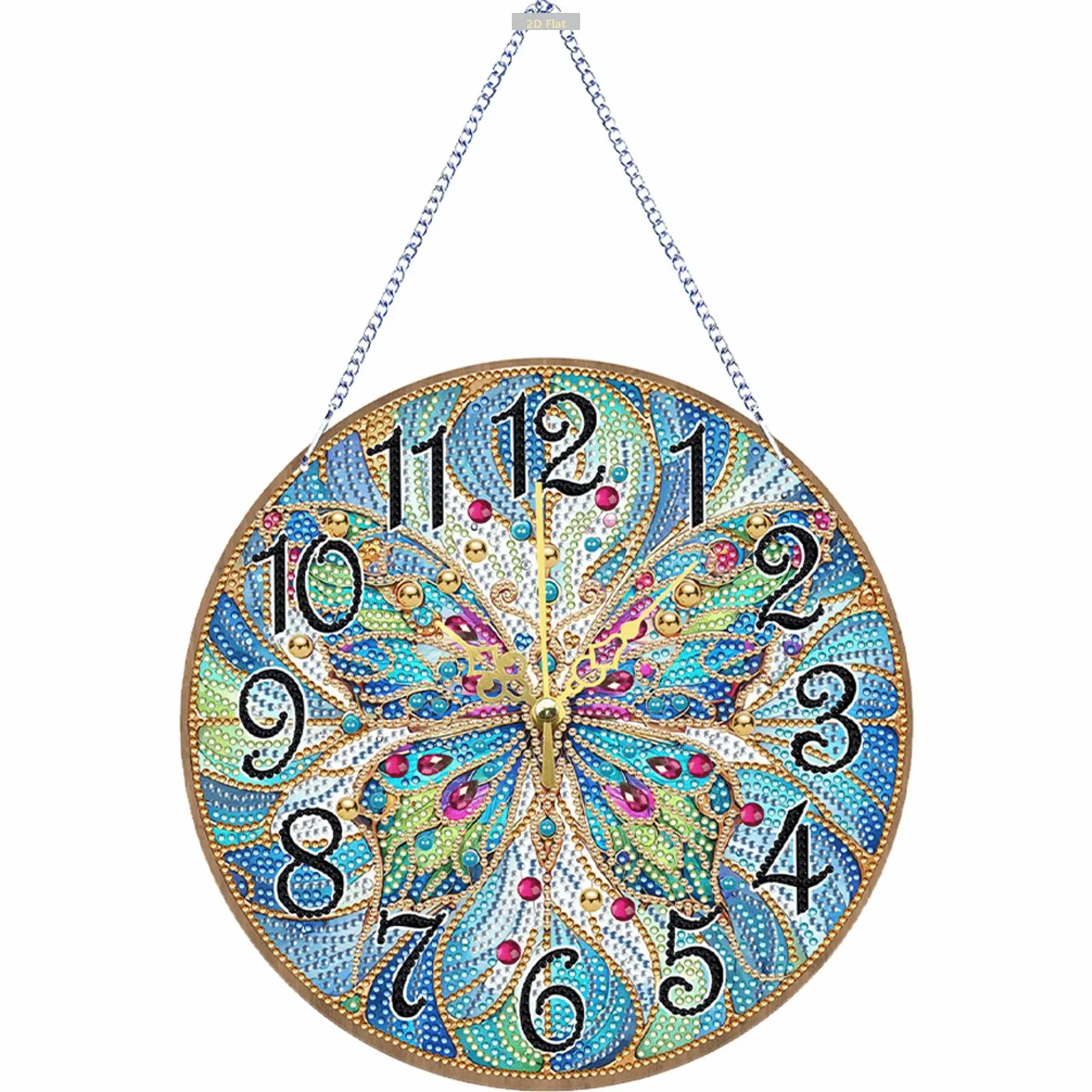 DIY 2D Flat Animal Wooden Diamond Painting Analog Clock Ornament Kit - 240x240x10mm Mastic-Infused Special-Shaped Hanging Pendant, Classic Decoration, Clock Function, No Prior Experience Needed, DIY Craft Tool for Toys & Hobbies Needlework, Room, Wall Dec