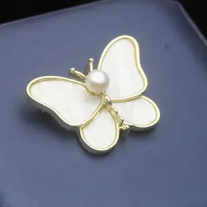 Tendy Natural Freshwater Pearl Brooches For Women,Butterfly Real Pearl Brooch Gold plated Wedding Birthday Gift