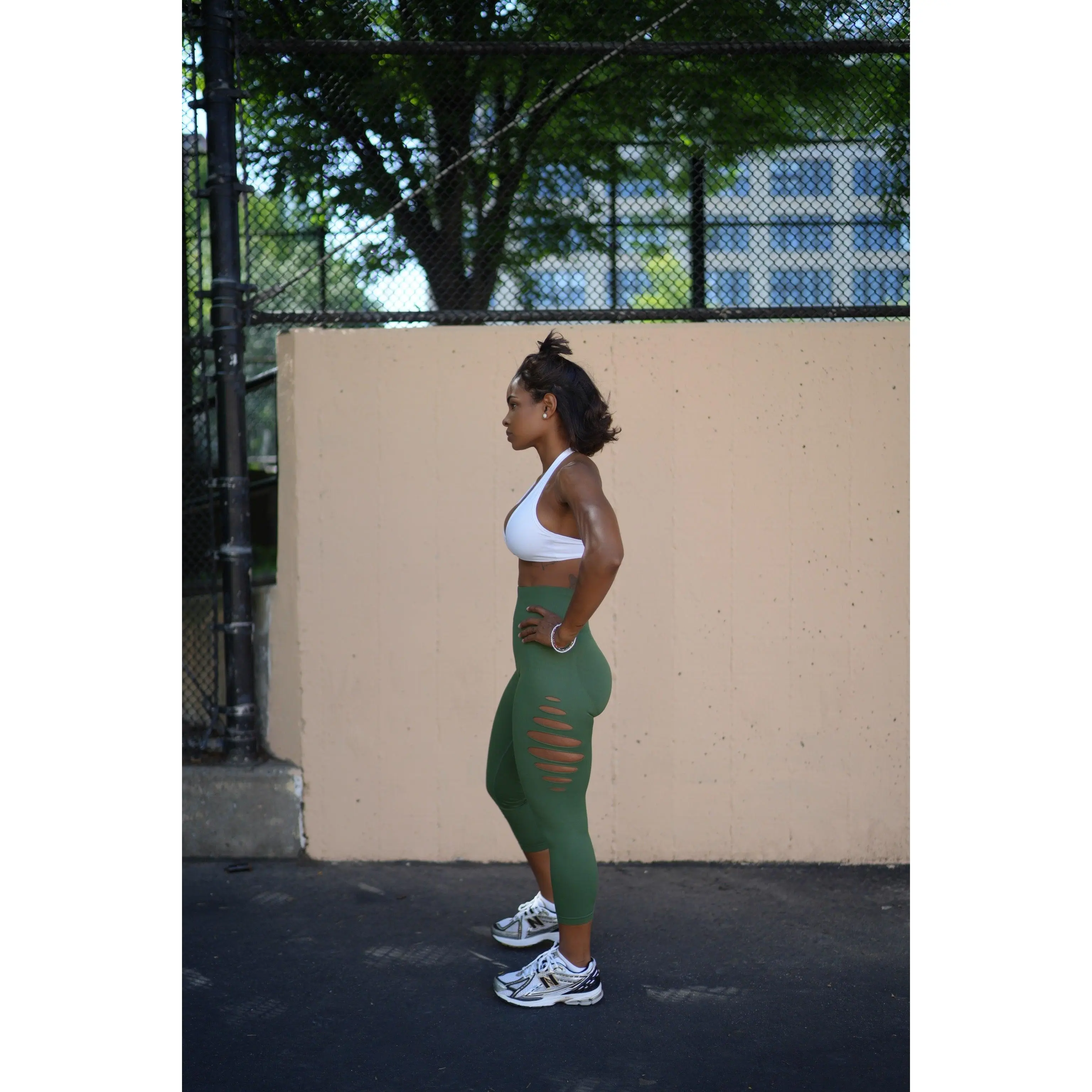 Green Ripped Leggings