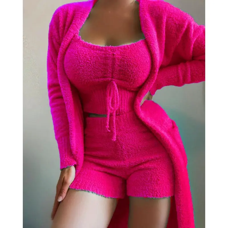  Three-piece shorts suit-rose red