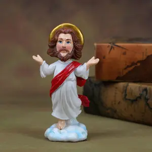 Easter Ascension Resin Ornament - Indoor/Outdoor Jesus Christ Figurine with Red Cape and Outstretched Arms, Traditional Religious Home Decor for Easter or Year-Round Display fake  flowers religious ornament home laundry room One Size creative small gift