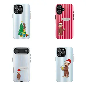 Chirstmas Curious Geogre Phone Case for iPhone 17 16 15 14 13 12 Promax Samsung Galaxy S25 S24 S23 Ultra Waterproof Personalized Protection Custom Design Shockproof Cellphone Cover