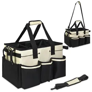 Cleaning Caddy Organizer with Handle, Cleaning Caddy for Cleaning Supplies with Shoulder Strap and Multifunctional Pocket, Large Cleaning Caddy for Housekeeper & Cleaner, Fabric