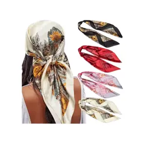 4PCS/Set 35’ Opulent Head Scarfs - Luxurious Silk Scarves for Stylish Hair Wrapping & Neck Accessory - Versatile for Various Occasions - Comfortable Fit for Daytime & Nighttime Use