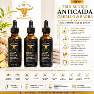 Don Torito Hair Regrowth Trio Bundle for Men - Anticaída Cabello & Barba - Reduces Hair Loss & Stimulates Growth - Natural Ingredients