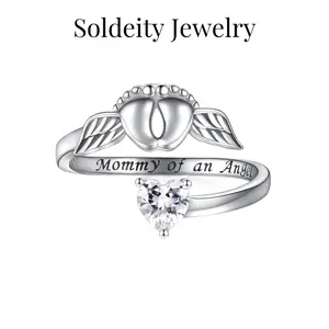 Mommy of an Angel Ring-Loss of Pregnancy Rings Sterling Silve Memorial Jewelry Sympathy Gift for Women Mom
