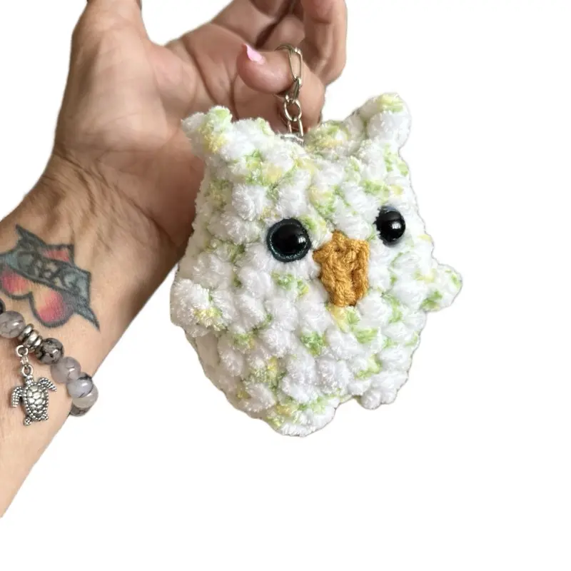 Handmade Crochet Key Chains - Adorable Owl Design with Unique Yellow Beak and Black Eyes