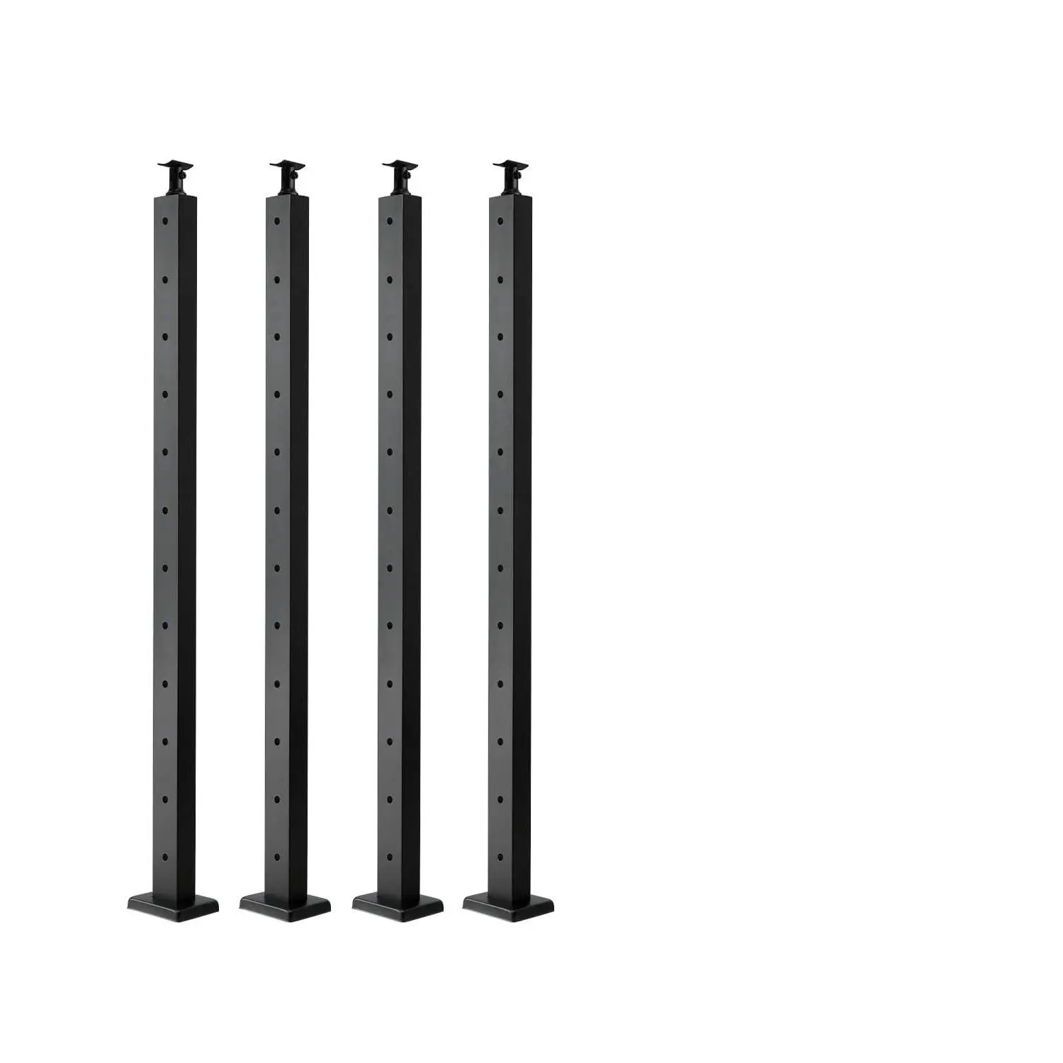 VEVOR 4 Pack Cable Railing Post, 42"x2"x2" Level Drilled Deck Railing Post, SUS304 Stainless Steel Black Cable Railing System Kit for Indoor Outdoor Deck Balcony, 4JZLGZXHS106URZU0001V0