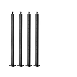 Father's Day Gift VEVOR 4 Pack Cable Railing Post, 42"x2"x2" Level Drilled Deck Railing Post, SUS304 Stainless Steel Black Cable Railing System Kit for Indoor Outdoor Deck Balcony, 4JZLGZXHS106URZU0001V0