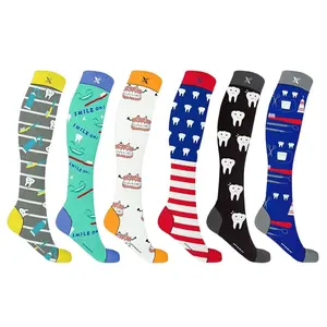 Extreme Fit Knee-High Support Socks with Dentist Prints (6-Pairs) - Moisture-Wicking & Comfort Fit Breathable Comfortable Fabric