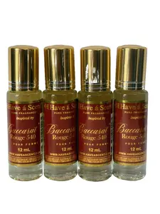 Baccarat Rouge 540 Roll On Oil Perfume 12ml – Set of 4 Bottles, Luxurious Long-Lasting Fragrance