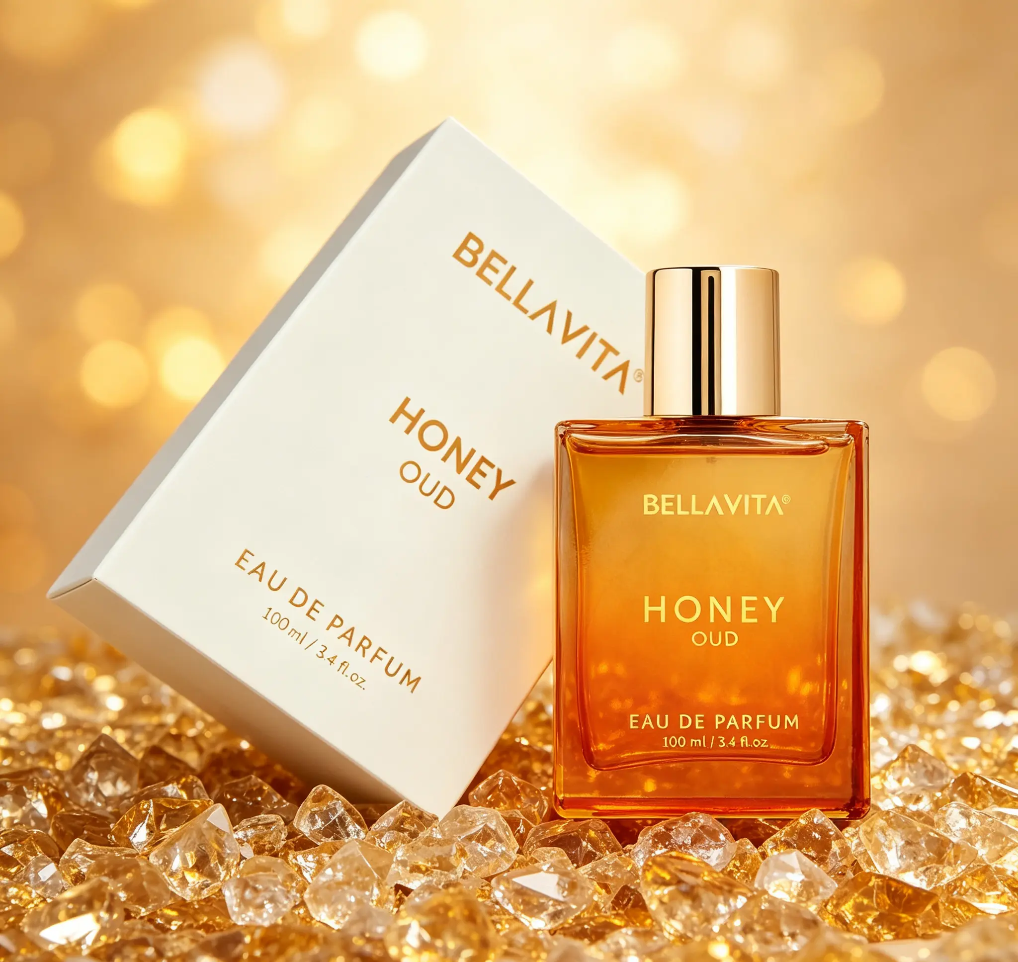 Bella Vita Luxury Honey Oud Unisex Eau de Parfum 3.4oz/100ml | Rich Patchouli Vanilla Bergamot Floral Spicy Scent, Infused Vegan Essential Oils, Long Lasting Fragrance, Perfect Valentine’s Day Gift for Men & Women