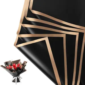 Flower Wrapping Paper 20 Sheets Waterproof Floral Bouquet Wrapping Paper Florist Supplies Black